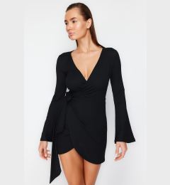 Снимка на Trendyol Black Mini Woven Tie Beach Dress