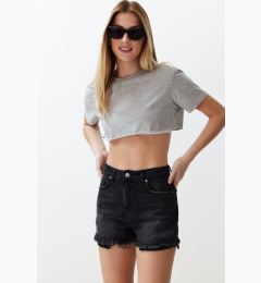 Снимка на Trendyol Black More Sustainable Ripped High Waist Shorts