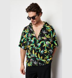 Снимка на Trendyol Black Oversize Fit Leaf Printed 100% Viscose Short Sleeve Casual Summer Shirt