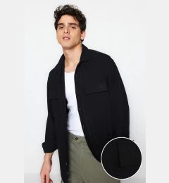 Снимка на Trendyol Black Oversize Fit Linen Textured Double Pocket Jacket Shirt