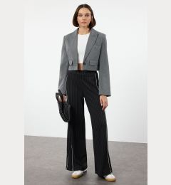 Снимка на Trendyol Black Piping Detailed Wide Leg Trousers