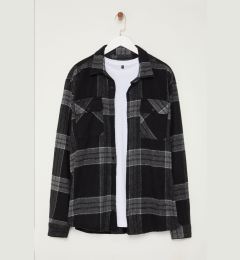 Снимка на Trendyol Black Plaid Double Pocket Lumberjack Winter Plus Size Jacket Shirt