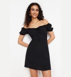 Снимка на Trendyol Black Plain Bodycone Crepe Mini Woven Dress