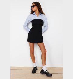 Снимка на Trendyol Black Plain Bodycone Strapless Detailed Finike Mini Woven Shirt Dress