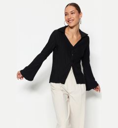 Снимка на Trendyol Black Pleated and Buttoned Flare/Spanish Sleeve Knitted Shirt