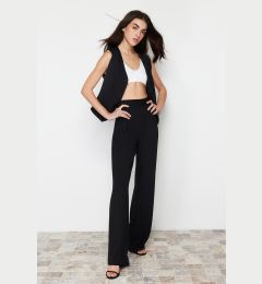 Снимка на Trendyol Black Pleated Wide Leg/Relaxed Cut Knitted Palazzo Trousers