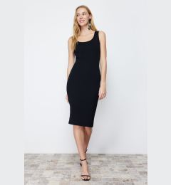 Снимка на Trendyol Black Pool Neck Ribbed Stretchy Knitted Midi Pencil Dress