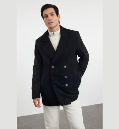 Снимка на Trendyol Black Regular Fit Double-Breasted Textured Winter Coat