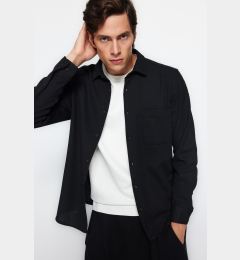 Снимка на Trendyol Black Regular Fit Waffle Textured Knitted Shirt