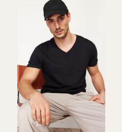 Снимка на Trendyol Black Regular/Normal Cut V-Neck Basic 100% Cotton T-Shirt