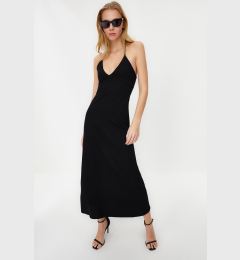 Снимка на Trendyol Black Ribbed Barter Neck Bodycone/Fitting Maxi Stretch Knitted Pencil Dress