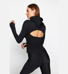 Снимка на Trendyol Black Ribbed Thumb and Back Window/Cut Out Detail Knitted Sports Top/Blouse