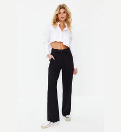 Снимка на Trendyol Black Rolled Waist Detail Wide Leg Woven Trousers