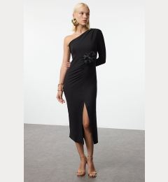 Снимка на Trendyol Black Rose Detailed One Shoulder Woven Dress