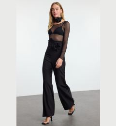 Снимка на Trendyol Black Rose Detailed Woven Trousers