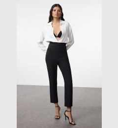 Снимка на Trendyol Black Satin Ribbed Stripe Detailed Woven Trousers