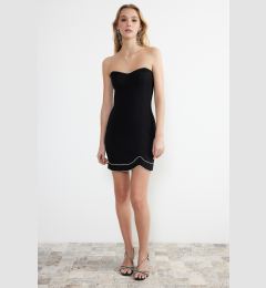 Снимка на Trendyol Black Shiny Stone Woven Short Dress