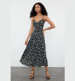 Снимка на Trendyol Black Skater Skirt Patterned Viscose Maxi Woven Dress