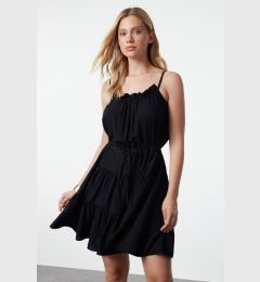 Снимка на Trendyol Black Skater/Belt Opening Gathered Mini Woven Dress