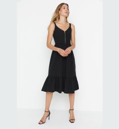 Снимка на Trendyol Black Skater/Waist Opening Zipper Detail Midi Woven Dress