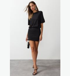 Снимка на Trendyol Black Soft Fabric Fitted/Fitted Short Sleeve Stretchy Knitted Mini Pencil Dress