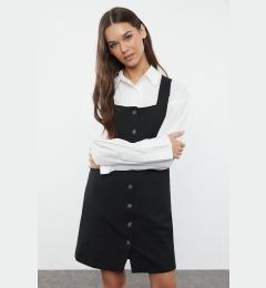 Снимка на Trendyol Black Square Collar Polyviscon Fabric Lined Mini Woven Jacket Dress