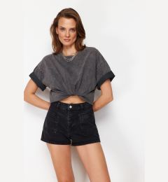 Снимка на Trendyol Black Stitch Detail Denim Shorts