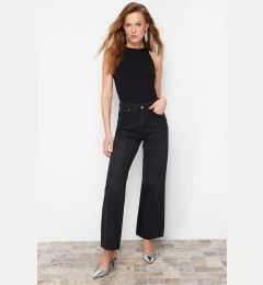 Снимка на Trendyol Black Stone Detailed High Waist Wide Leg Jeans