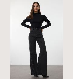 Снимка на Trendyol Black Stoned High Waist Wide Leg Jeans