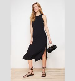 Снимка на Trendyol Black Straight Cut Sleeveless Midi Seersucker Woven Dress