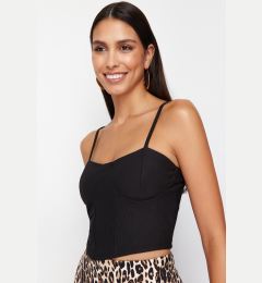 Снимка на Trendyol Black Strap Crop Knitted Blouse