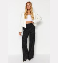 Снимка на Trendyol Black Striped Straight Fit High Waist Knitted Pants