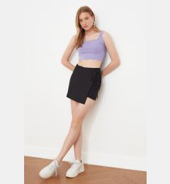 Снимка на Trendyol Black Super Mini Weave Short Skirt with Tie Tie