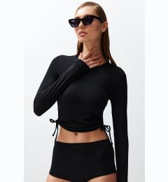 Снимка на Trendyol Black Swim Tunnel Long Sleeve Bikini Top