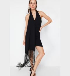 Снимка на Trendyol Black Tassel Detailed Woven Short Elegant Evening Dress