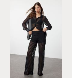 Снимка на Trendyol Black Textured Lined Knitted Trousers