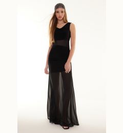 Снимка на Trendyol Black Transparent Detailed Knitted Tulle Long Elegant Evening Dress