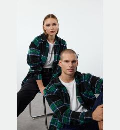 Снимка на Trendyol Black Unisex Oversize Fit Winter Plaid Lumberjack Shirt Jacket