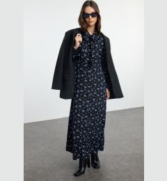 Снимка на Trendyol Black Unlined Floral Woven Shirt Dress