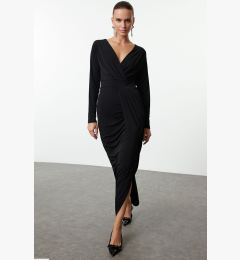 Снимка на Trendyol Black V Neck Woven Long Elegant Evening Dress