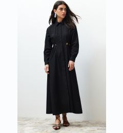 Снимка на Trendyol Black Waist Accessory Detail Woven Shirt Dress