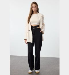 Снимка на Trendyol Black Waist Belt Detailed Straight Cut Woven Trousers