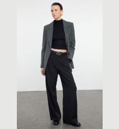 Снимка на Trendyol Black Waist Detailed Wide Leg/Wide Leg Woven Fabric Trousers