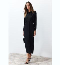 Снимка на Trendyol Black Waist Detailed Woven Shirt Dress