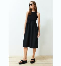 Снимка на Trendyol Black Waist Open Fabric Mixed Midi Woven Dress