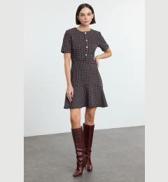 Снимка на Trendyol Black Waist-Opening Crew Neck Mini Tweed Woven Dress