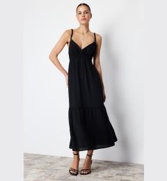 Снимка на Trendyol Black Waist Opening Strap Midi Woven Dress