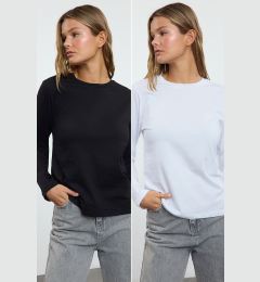 Снимка на Trendyol Black-White 2-Pack Crew Neck Regular/Normal Cut Knitted T-Shirt