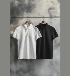 Снимка на Trendyol Black-White 2 Pack Slim/Narrow Cut 100% Cotton Polo Neck T-Shirt