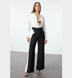 Снимка на Trendyol Black-White Bow Detail Wide Leg Woven Trousers